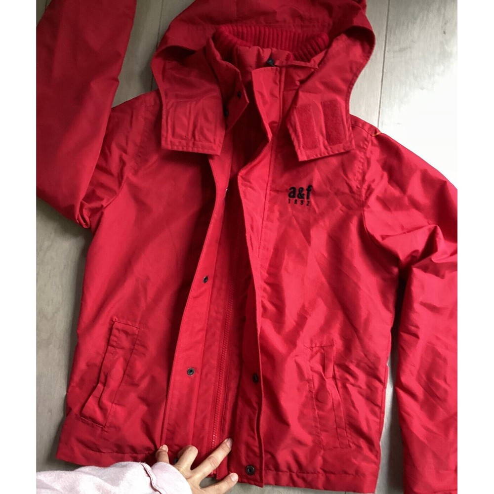Abercrombie Boy Youth Jacket The A&F all-season weather warrior  Sz XL red Hood - Picture 6 of 10